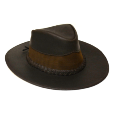 Sombrero en  cuero  negro 
